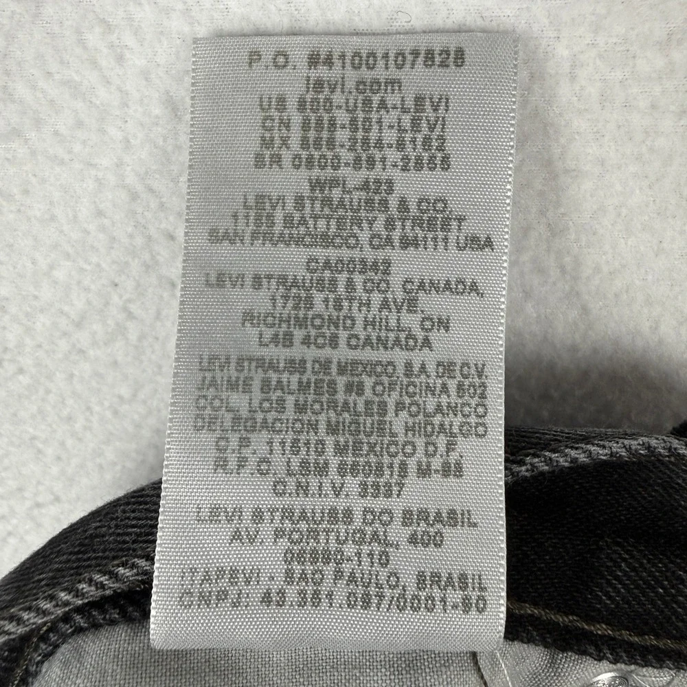 Levi's 505 Jeans Mens 36x30 Washed Out Black Straight Fit Denim